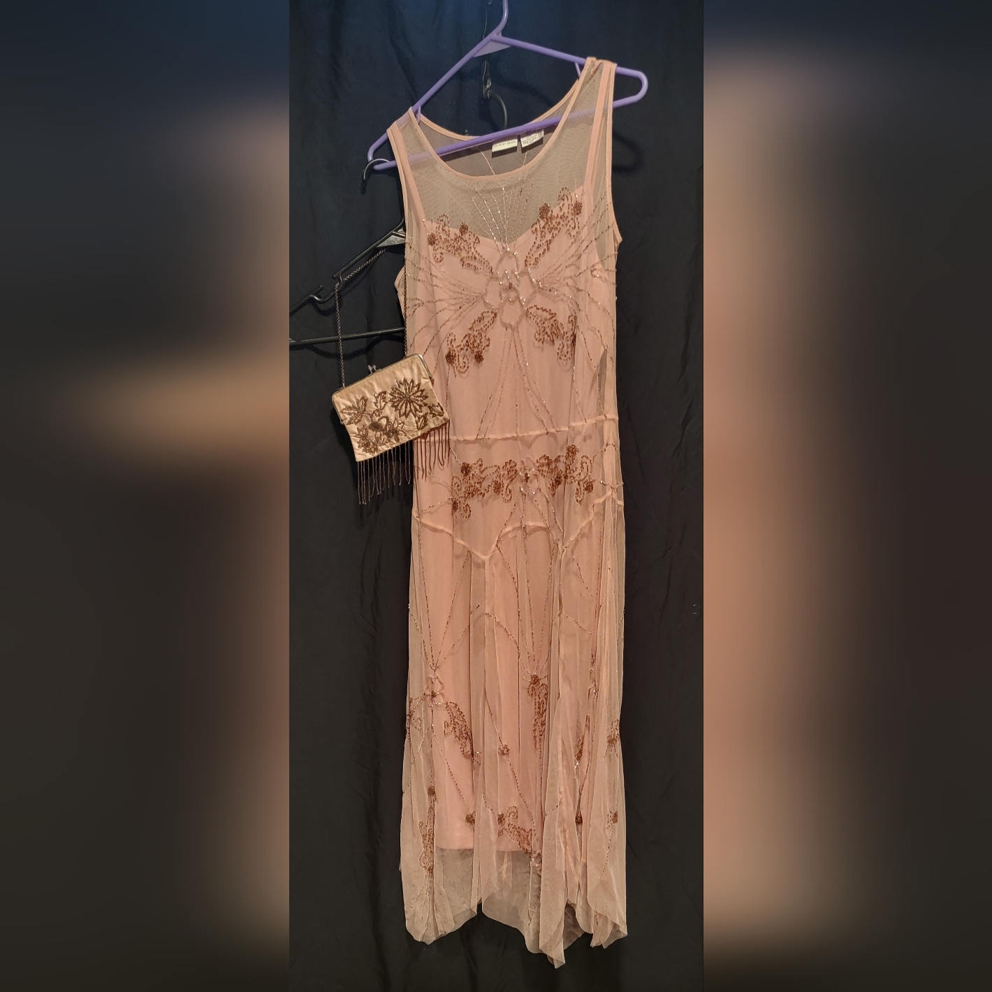Elegant Beaded Dress With Matching Clutch
